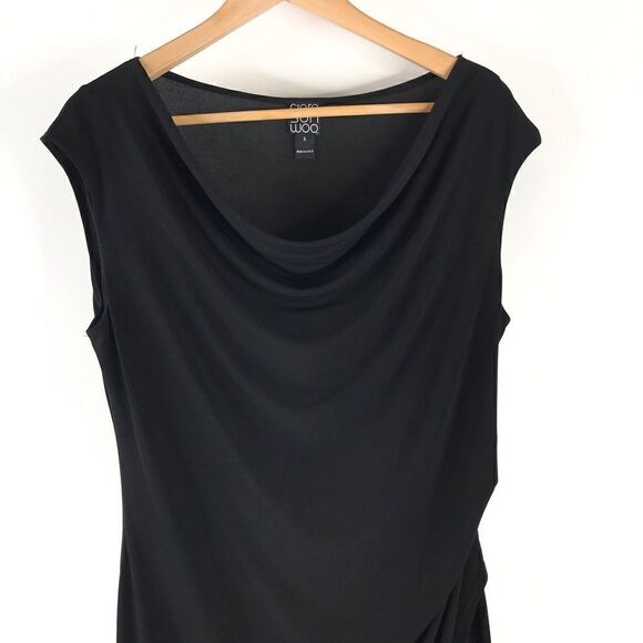 Clara Sun Woo Dress Jersey Sleeveless Faux Wrap - Picture 2 of 6